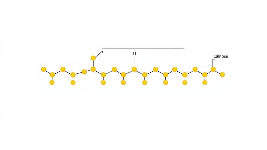 Galactomannan molecular structure diagram showing mannose backbone with galactose branches