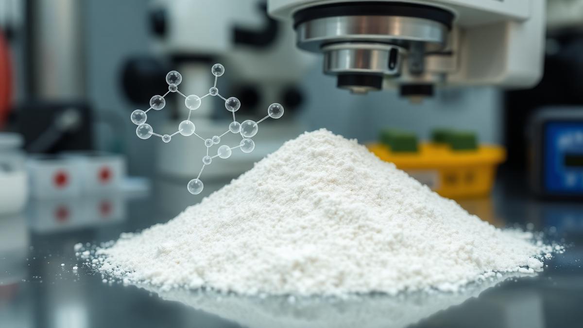 Guar gum powder molecular structure analysis in laboratory