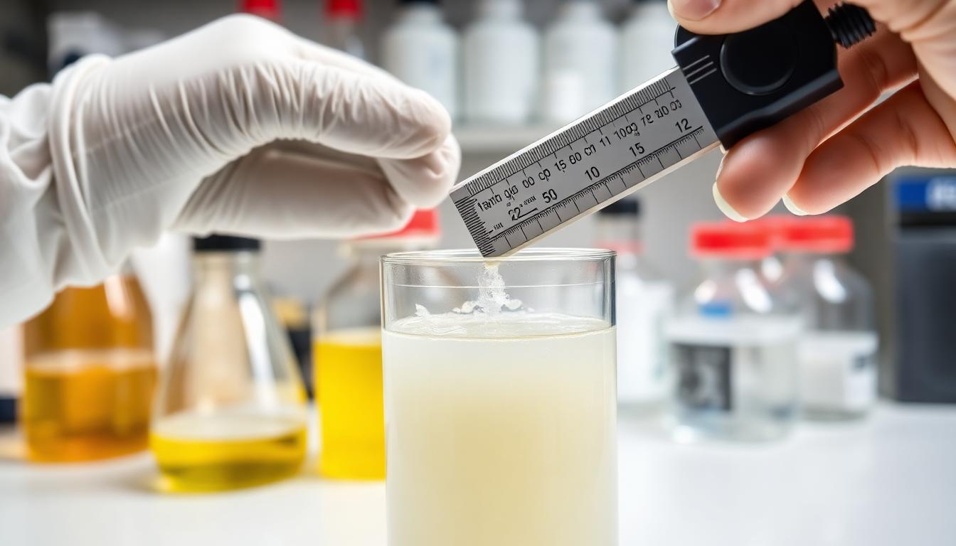 Laboratory viscosity testing of fast hydrating guar gum solution using a Fann viscometer