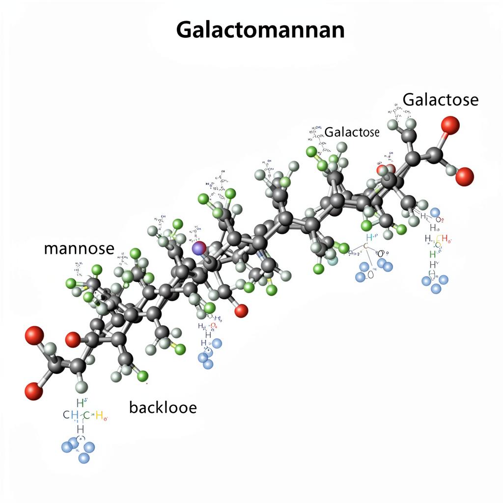 Galactomannan molecular structure showing mannose backbone and galactose branches